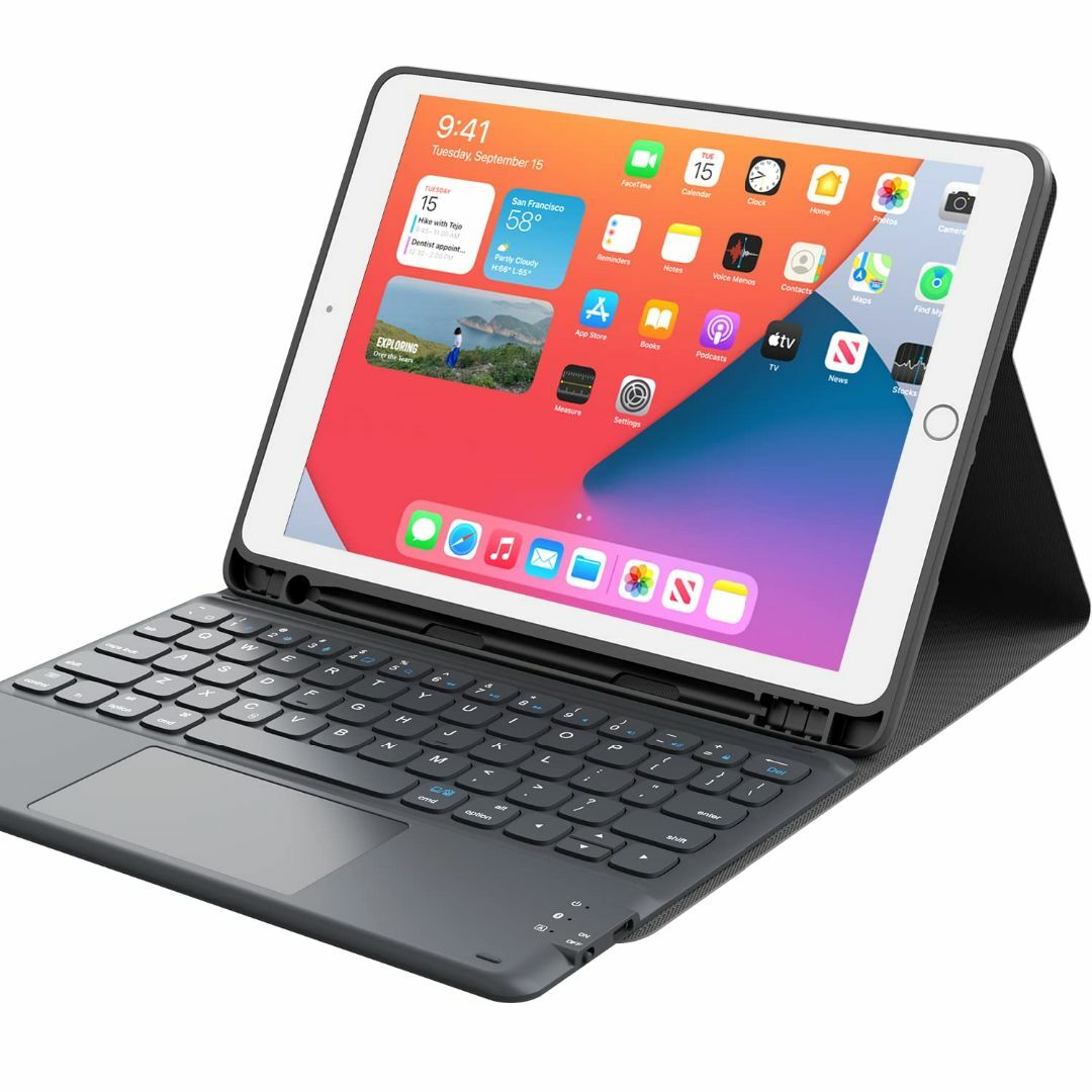 【色:ブラック】iPad 9世代 iPad 8世代 キーボード ケース タッチパ