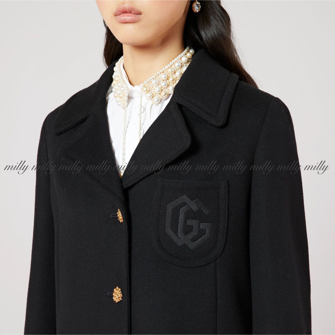 新品タグ付【GUCCI】2023現行ダブルGエンブロイダリーウールコート
