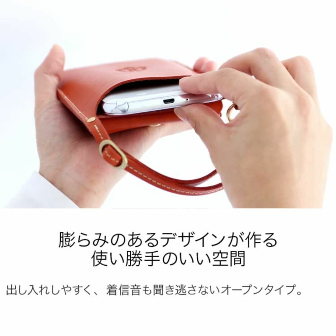 【色: オレンジ】HUKURO スマホ ポーチ 財布 本革 スマートサイフ スマ