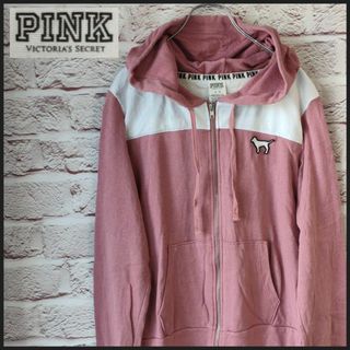 PINK　ピンク パーカー　チャック　ワンポイント　レディース(パーカー)