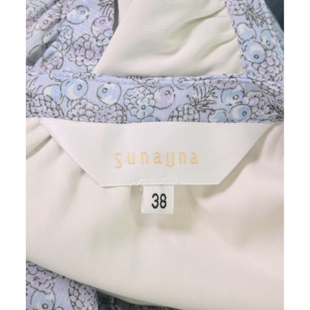 SunaUna(スーナウーナ)のSunaUna スーナウーナ ブラウス 38(M位) 水色x紫(花柄) 【古着】【中古】 レディースのトップス(シャツ/ブラウス(長袖/七分))の商品写真