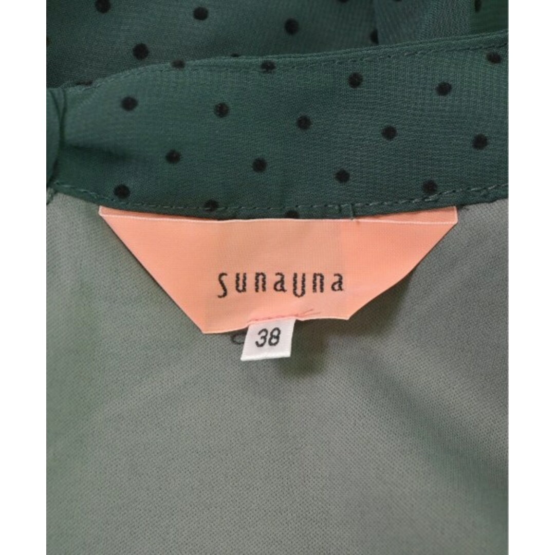SunaUna スーナウーナ ブラウス 38(M位) 緑x黒(ドット)