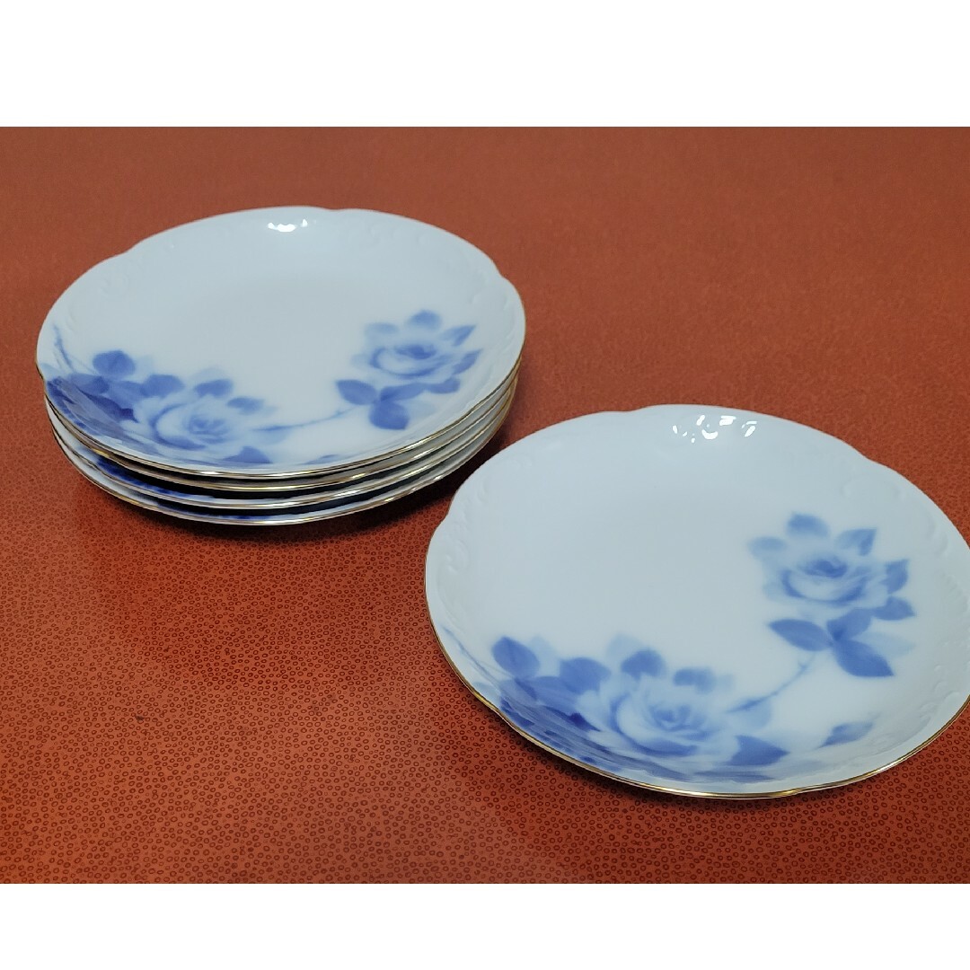 大倉陶園OKURA ブルーローズ ケーキプレートデザートプレート 銘々皿5枚組 | フリマアプリ ラクマ