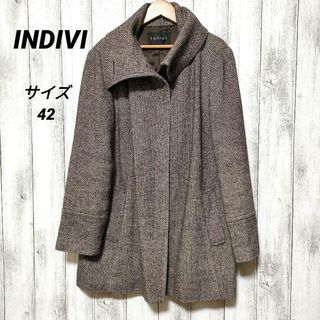 INDIVI ライナー付きカルゼ2WAYフーデッドコート 36 新品タグ付き