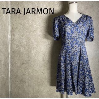 TARA JARMON - ブルガリア製 タラジャーモン 絹 シルクワンピース スペードハート ペイズリー柄