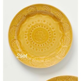 アンソロポロジー(Anthropologie)のAnthropologie ブレッドプレート イエロー　2枚セット(食器)