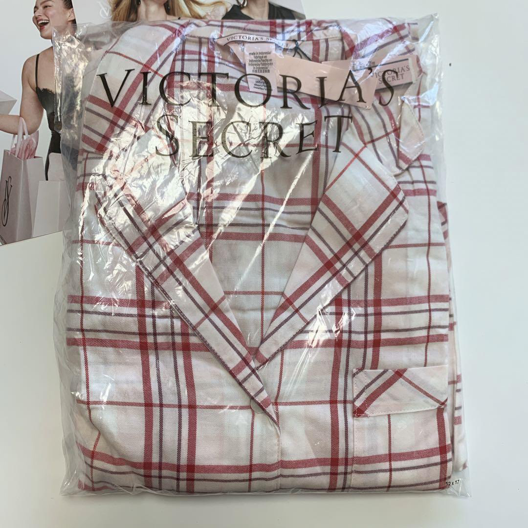 Victoria's Secret(ヴィクトリアズシークレット)の【新品】VS フランネル シャツ パジャマ ペパーミントチェック M.R レディースのルームウェア/パジャマ(パジャマ)の商品写真