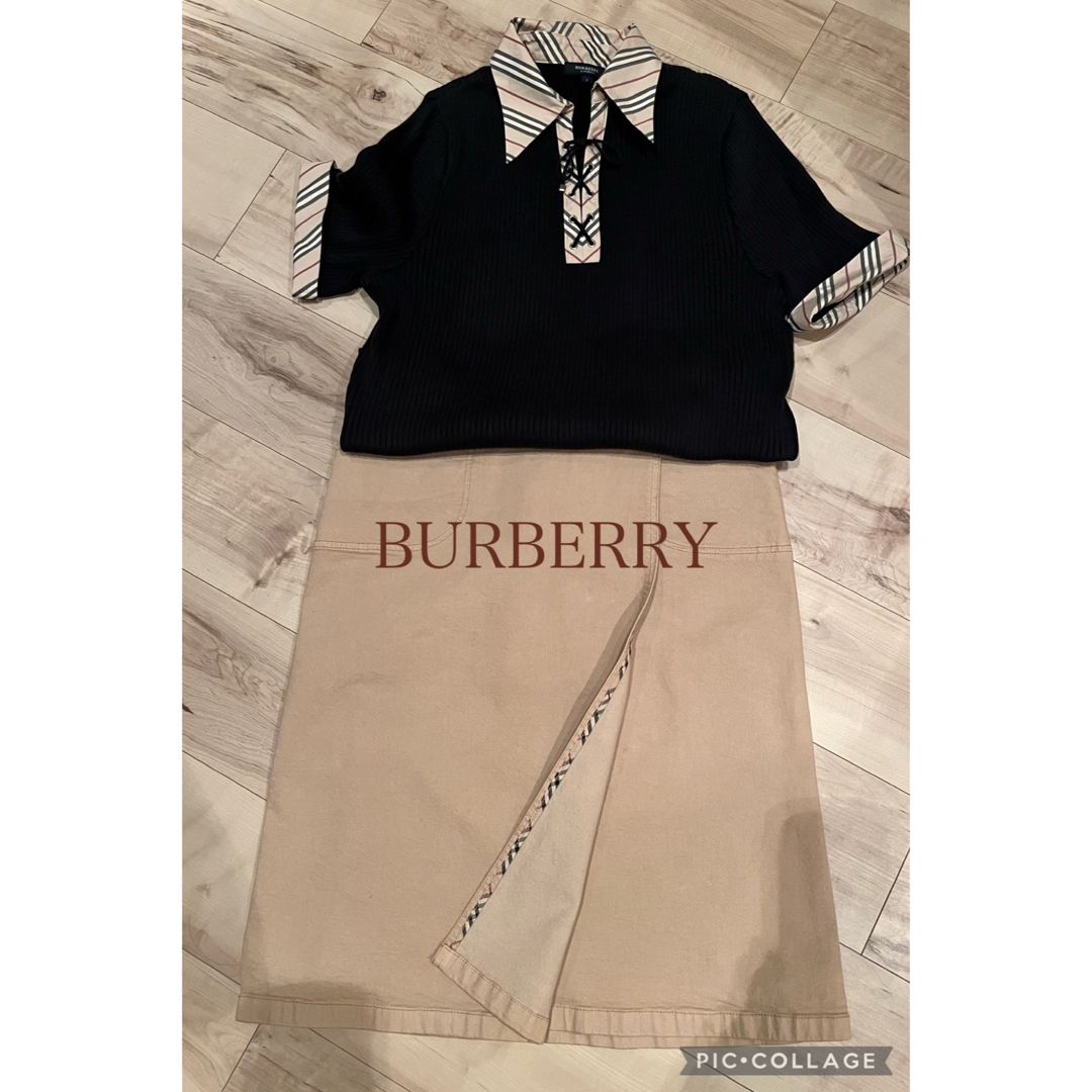 BURBERRY(バーバリー)のBURBERRY 半袖セーターFサイズ&スカート13号　大きいサイズ　ノバチェク レディースのトップス(ニット/セーター)の商品写真