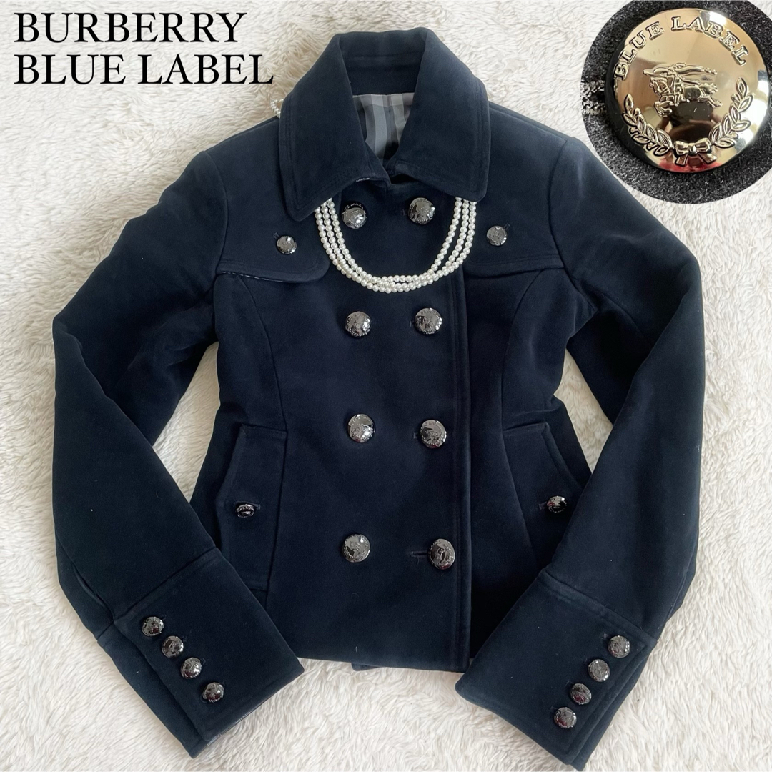 BURBERRY BLUE LABEL(バーバリーブルーレーベル)の美品　バーバリー　テーラードジャケット　ダブル　モールスキン　ナポレオン レディースのジャケット/アウター(テーラードジャケット)の商品写真