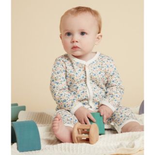 プチバトー(PETIT BATEAU)のプチバトー　花柄　フラワー　ロンパース　前開き　レース(ロンパース)