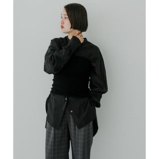 アーバンリサーチ(URBAN RESEARCH)の新品【URBAN  RESEARCH】バンドカラールーズシャツ BLACK/F(シャツ/ブラウス(長袖/七分))