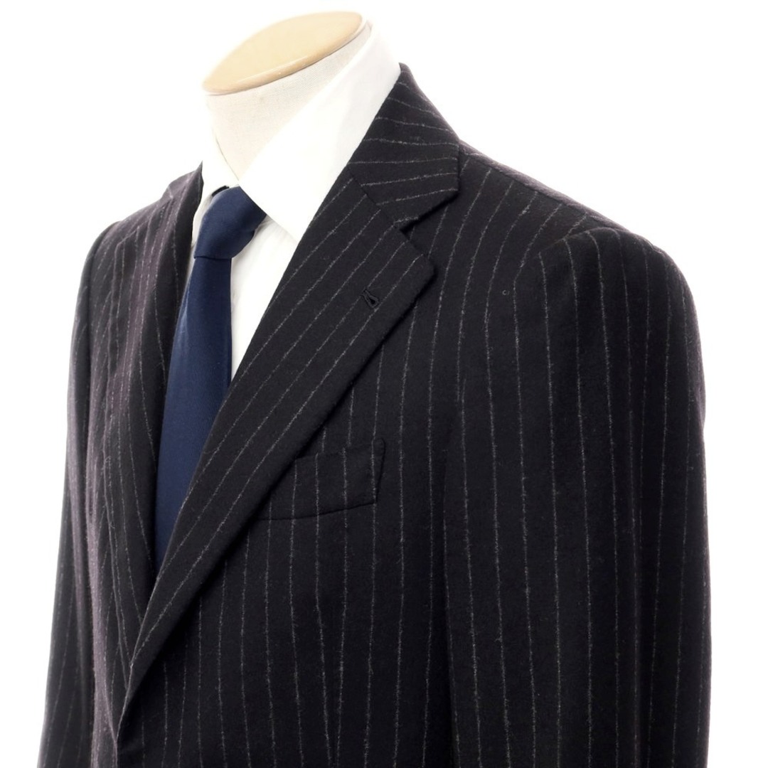 【中古】ラベラ サルトリア ナポレターナ La vera Sartoria Napoletana ウールカシミア チョークストライプ 3つボタンスーツ ブラックxグレー【サイズ44】【メンズ】 メンズのスーツ(セットアップ)の商品写真