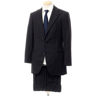 【中古】ラベラ サルトリア ナポレターナ La vera Sartoria Napoletana ウールカシミア チョークストライプ 3つボタンスーツ ブラックxグレー【サイズ44】【メンズ】(セットアップ)