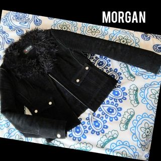 モルガン(MORGAN)のMORGAN 豚革  ジャケット ファー 黒 ショート丈(ブルゾン)