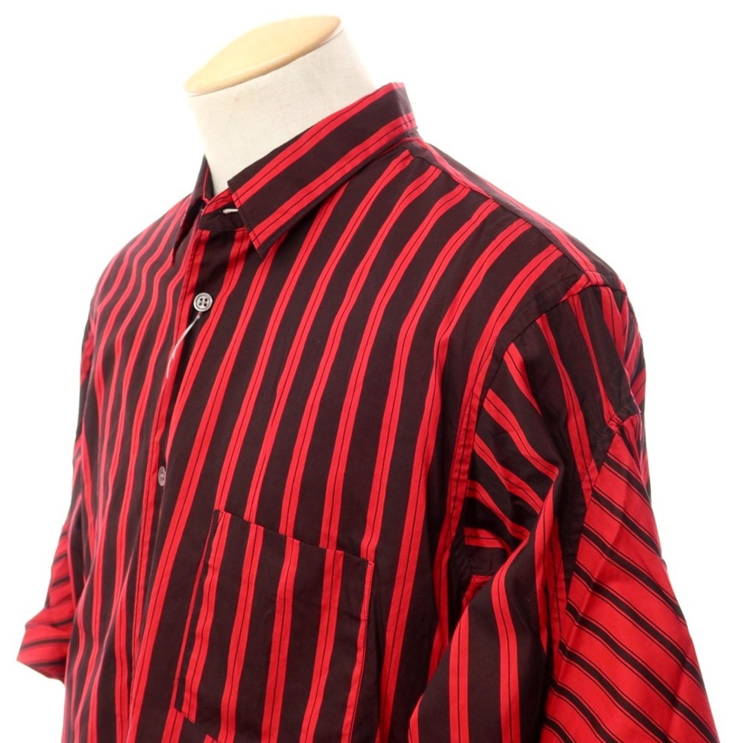 【未使用】コムデギャルソンシャツ COMME des GARCONS SHIRT 2022年春夏 製品染コットン ストライプ ロングシャツ ブラックxレッド【サイズS】【メンズ】
