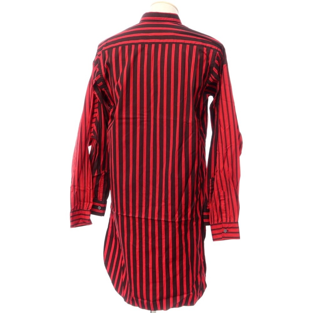 【未使用】コムデギャルソンシャツ COMME des GARCONS SHIRT 2022年春夏 製品染コットン ストライプ ロングシャツ ブラックxレッド【サイズS】【メンズ】