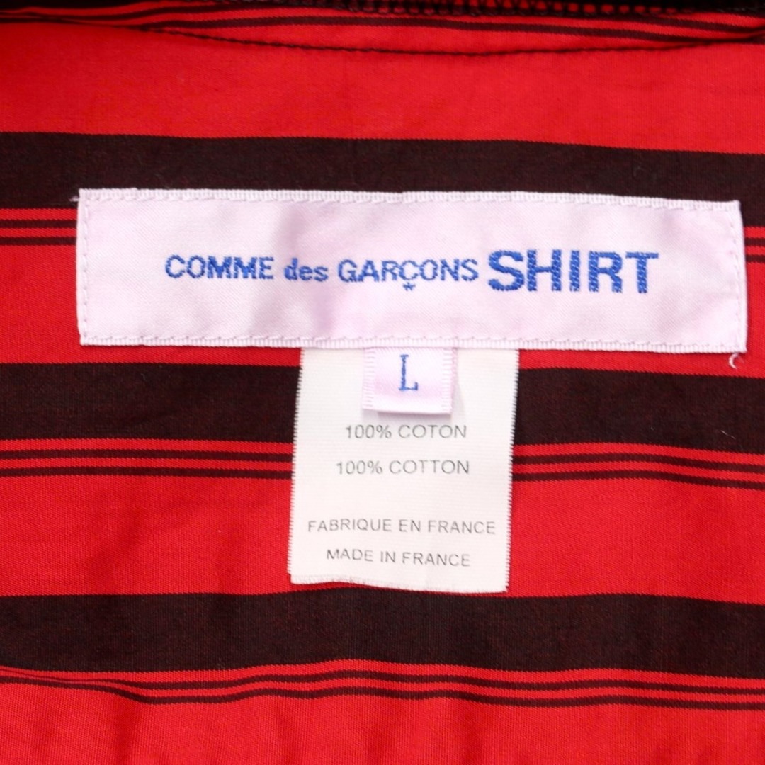 【未使用】コムデギャルソンシャツ COMME des GARCONS SHIRT 2022年春夏 製品染コットン ストライプ シャツ レッドxブラック【サイズL】【メンズ】 2