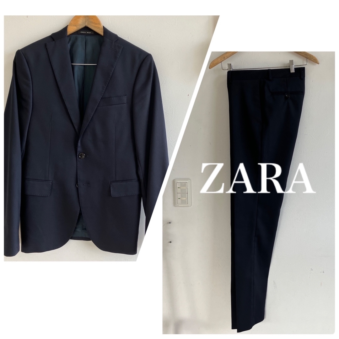 42 XL】ZARA ザラ セットアップ スーツ ネイビー メンズ - セットアップ