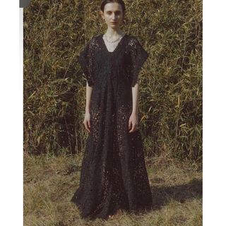 アメリヴィンテージ(Ameri VINTAGE)のMEDI 2WAY FLARE CHEMICAL LACE DRESS ドレス(ロングワンピース/マキシワンピース)