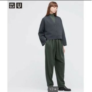 ユニクロ(UNIQLO)のユニクロU　メリノブレンドショートカーディガン　L(カーディガン)