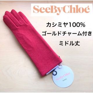 シーバイクロエ(SEE BY CHLOE)の★新品・タグ付き★匿名配送　シーバイクロエ　カシミヤ１００％　ミドル丈　手袋(手袋)