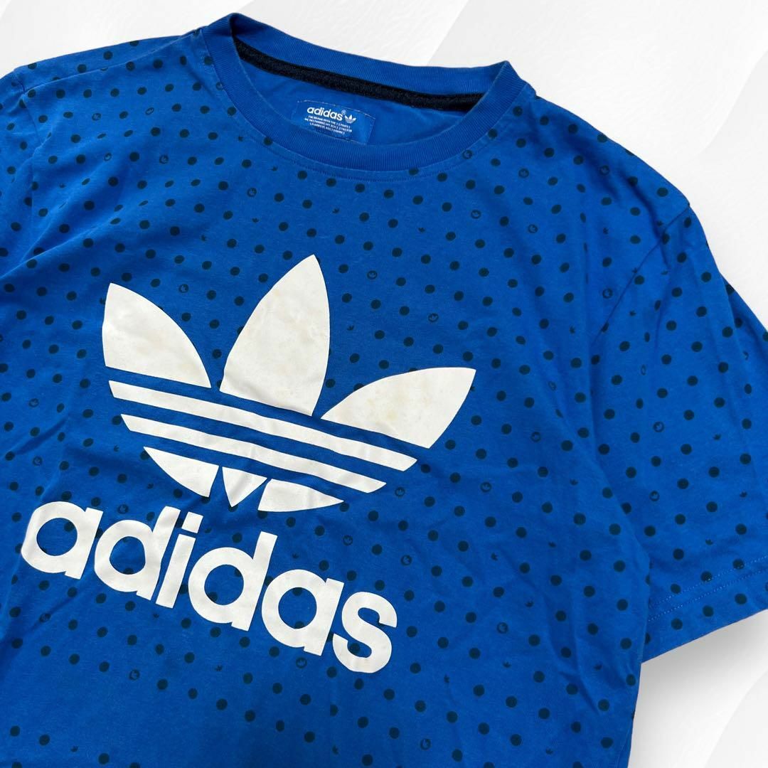 adidas(アディダス)のadidas アディダス Tシャツ ドット柄 トレフォイル ブルー M メンズのトップス(Tシャツ/カットソー(半袖/袖なし))の商品写真