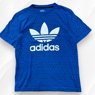 アディダス(adidas)のadidas アディダス Tシャツ ドット柄 トレフォイル ブルー M(Tシャツ/カットソー(半袖/袖なし))
