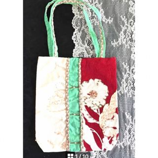 ◇専用ページ フランスリネン薔薇 stofパープル丸底バッグ-