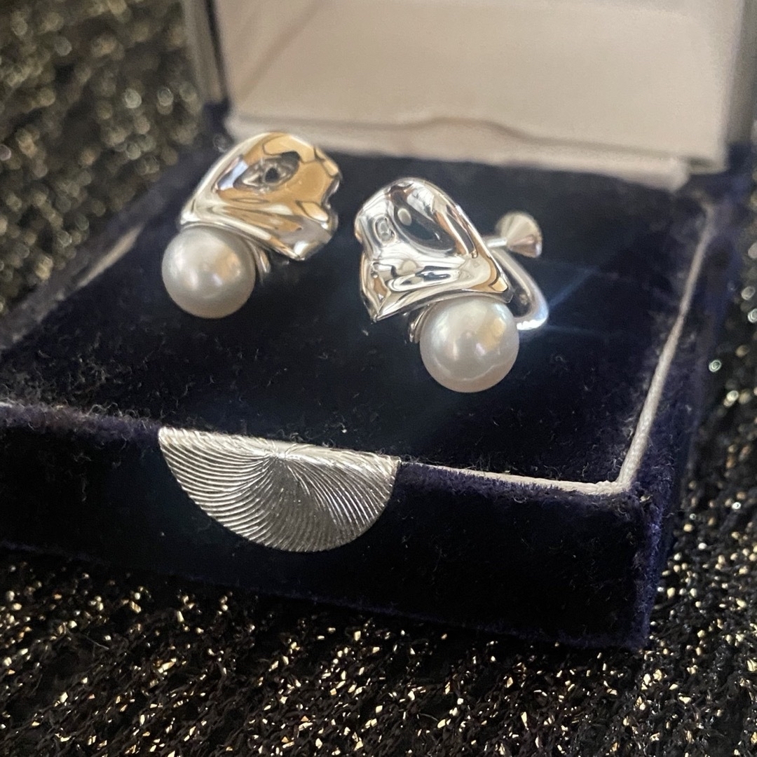 MIKIMOTO パール　イヤリング　バラ　シルバー　真珠　小粒