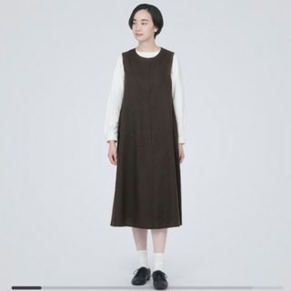 ムジルシリョウヒン(MUJI (無印良品))のもふもふさん専用ページ　起毛 ジャンパースカートカラー　ダークブラウン(ロングワンピース/マキシワンピース)