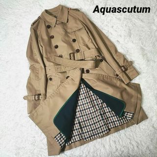 アクアスキュータム(AQUA SCUTUM)の美品✨アクアスキュータム ベージュ チェック ギャバジントレンチコート(トレンチコート)