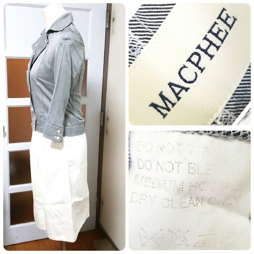 MACPHEE(マカフィー)の【セットアップ/コーデ】マカフィー 紺ジャケット&白スカート S~M/7~9号 レディースのフォーマル/ドレス(スーツ)の商品写真