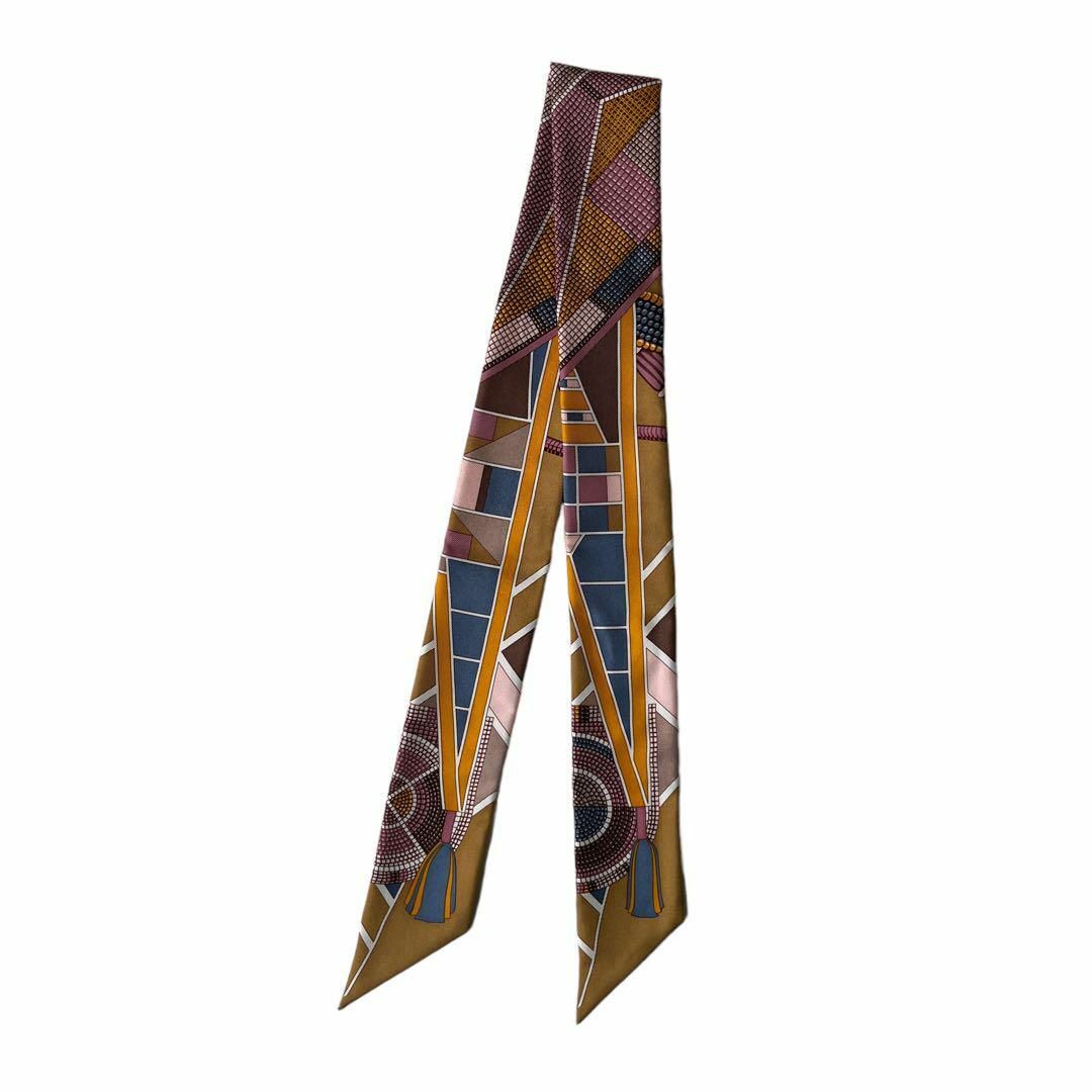 約89cm幅美品【エルメス】ツイリー スカーフ シルク 草原のインディアンアート