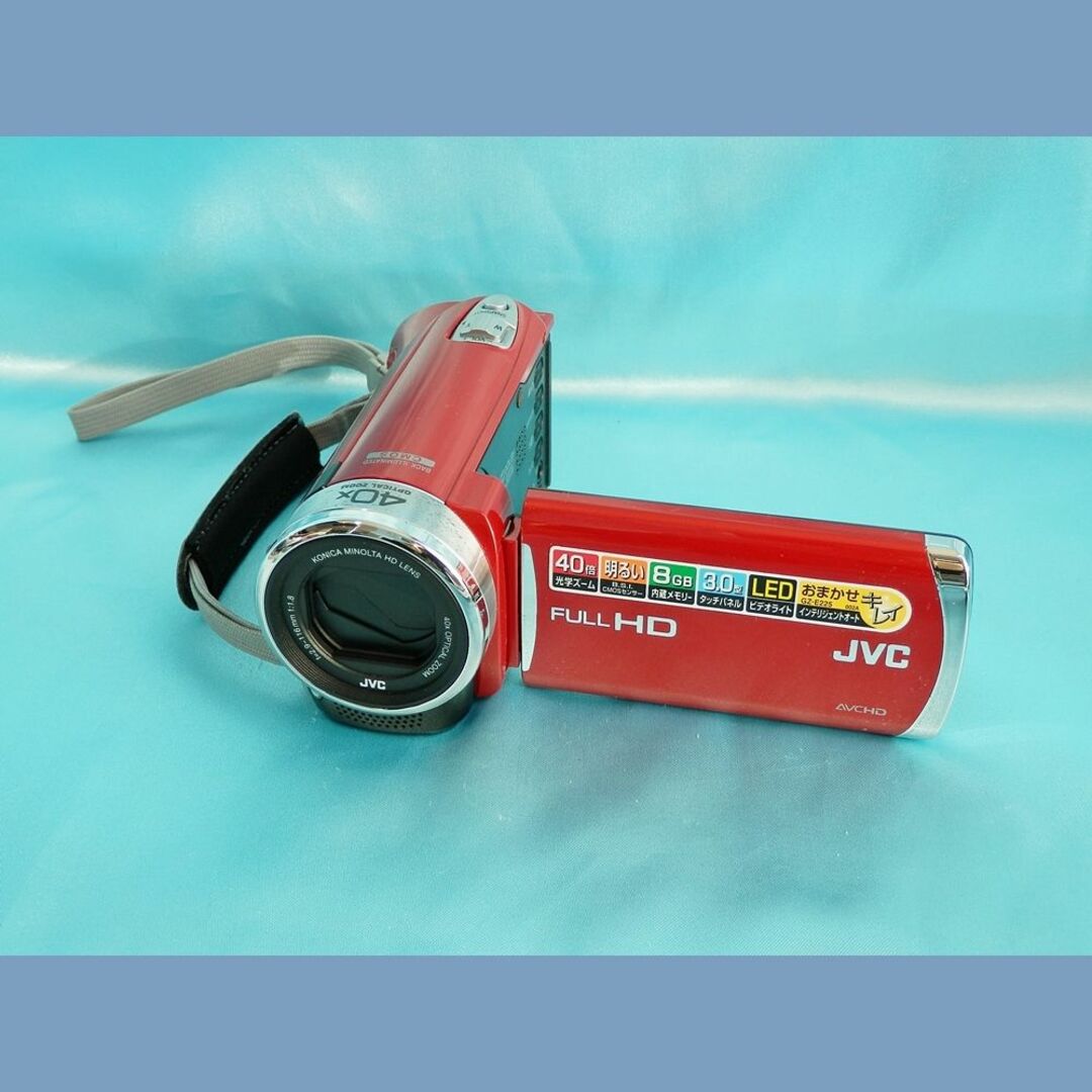 Victor(ビクター)のJVC Everio GZ-E225 レッド SD対応・8GB内蔵ビデオカメラ スマホ/家電/カメラのカメラ(ビデオカメラ)の商品写真