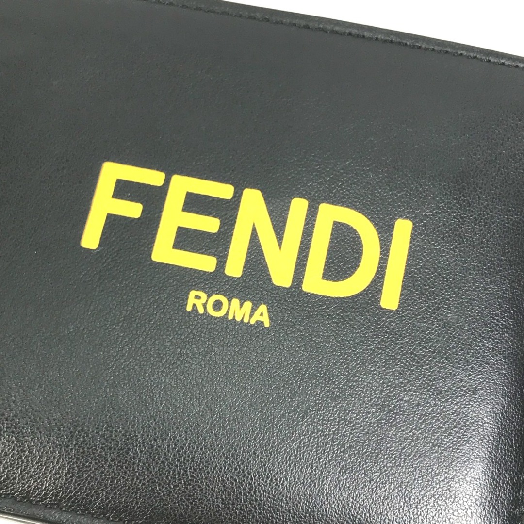 フェンディ FENDI 7M0001 ロゴ 財布 2つ折り財布 レザー ブラック×イエロー