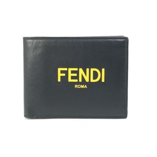 フェンディ(FENDI)のフェンディ FENDI 7M0001 ロゴ 財布 2つ折り財布 レザー ブラック×イエロー(折り財布)