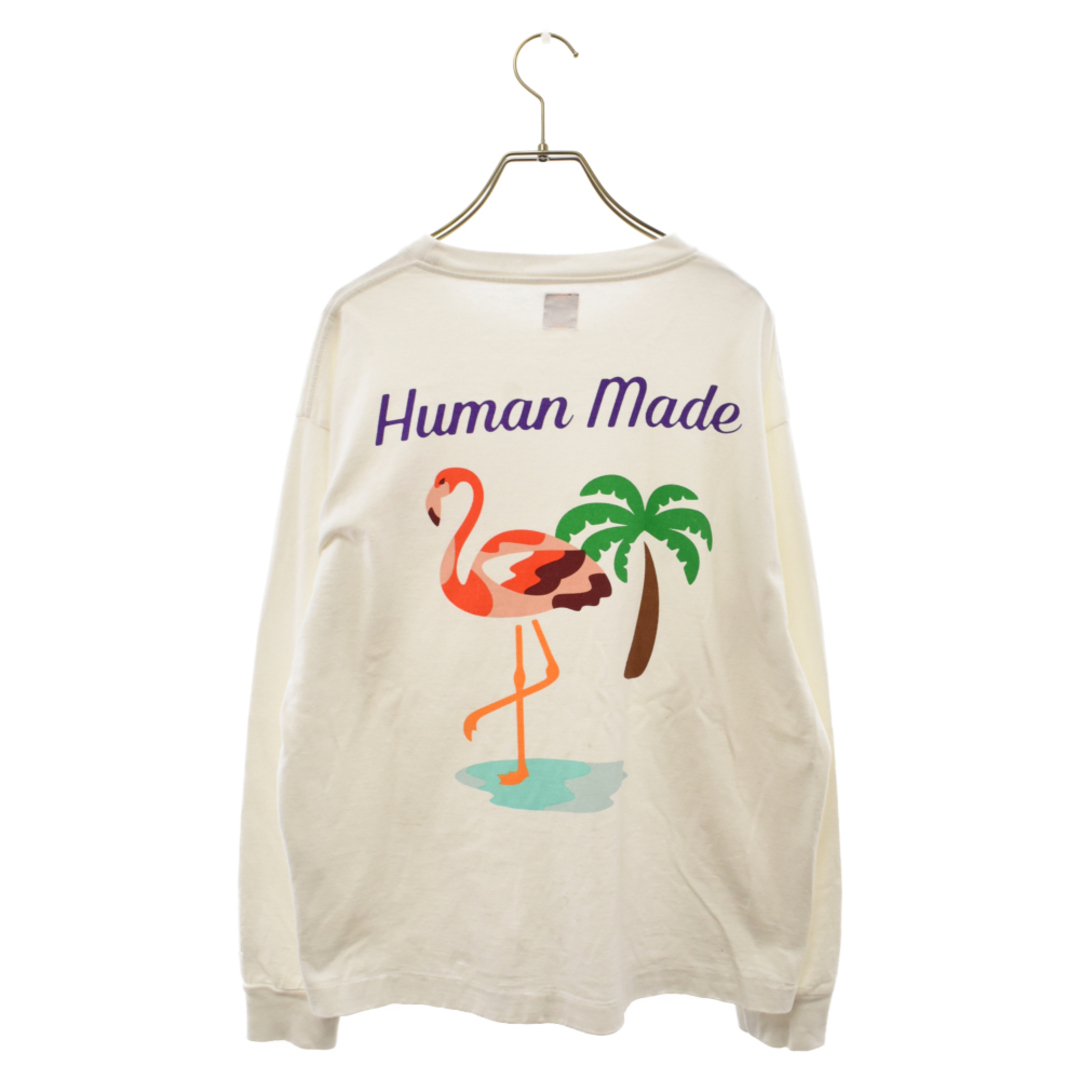 HUMAN MADE ヒューマンメイド Flamingo L/S T-Shirt White フラミンゴ プリント コットン長袖Tシャツ ホワイト