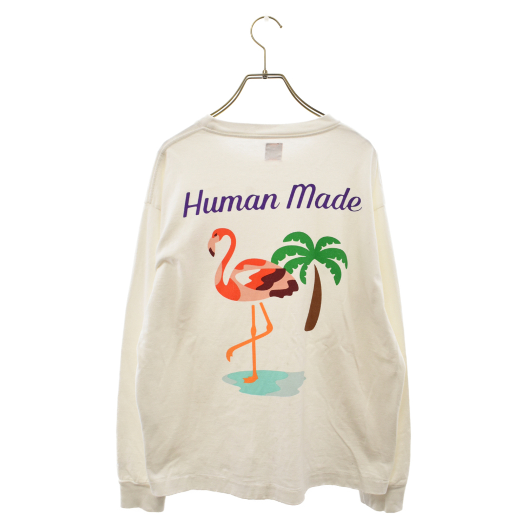 HUMAN MADE(ヒューマンメイド)のHUMAN MADE ヒューマンメイド Flamingo L/S T-Shirt White フラミンゴ プリント コットン長袖Tシャツ ホワイト メンズのトップス(Tシャツ/カットソー(七分/長袖))の商品写真