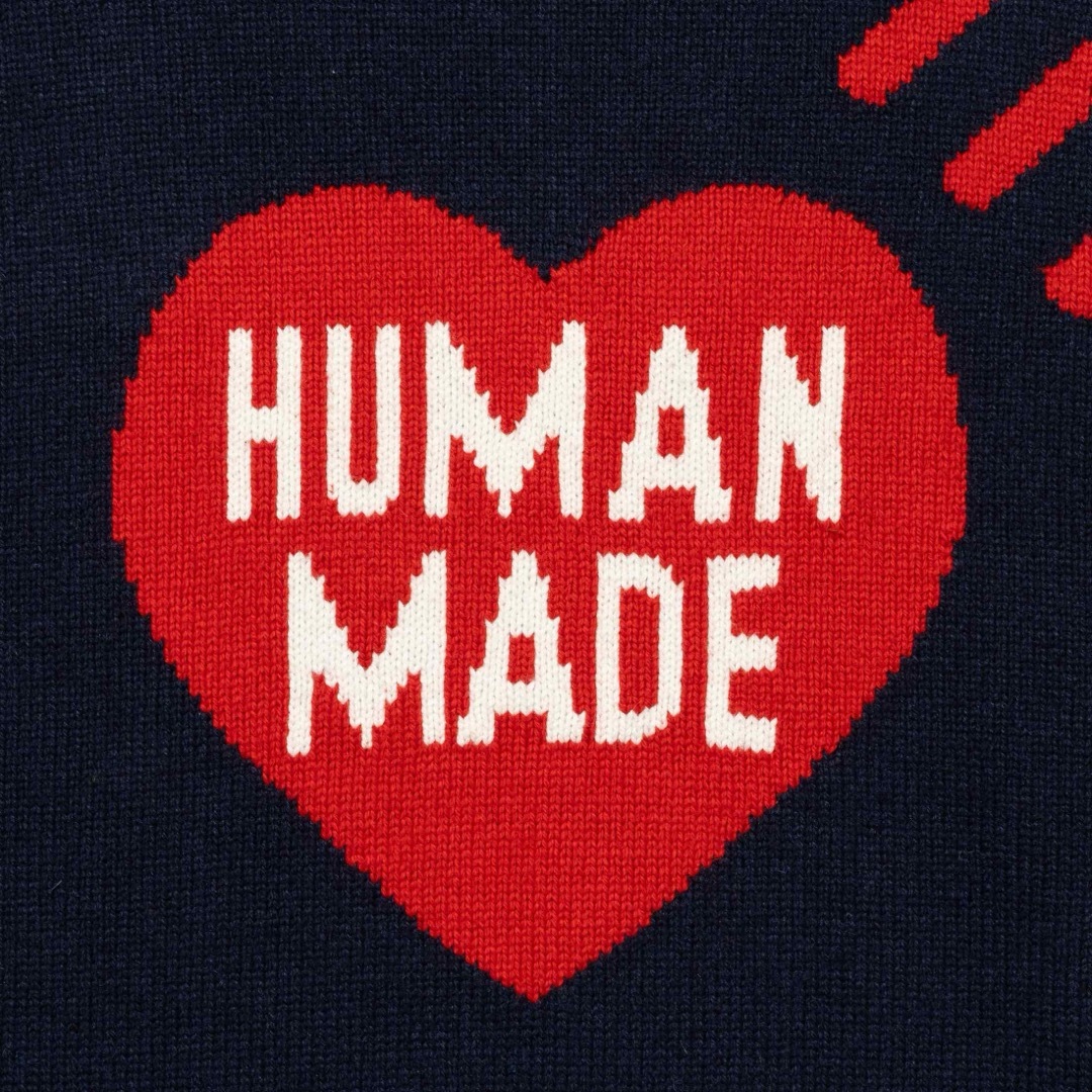 HUMAN MADE HEART KNIT SWEATER NAVY XL