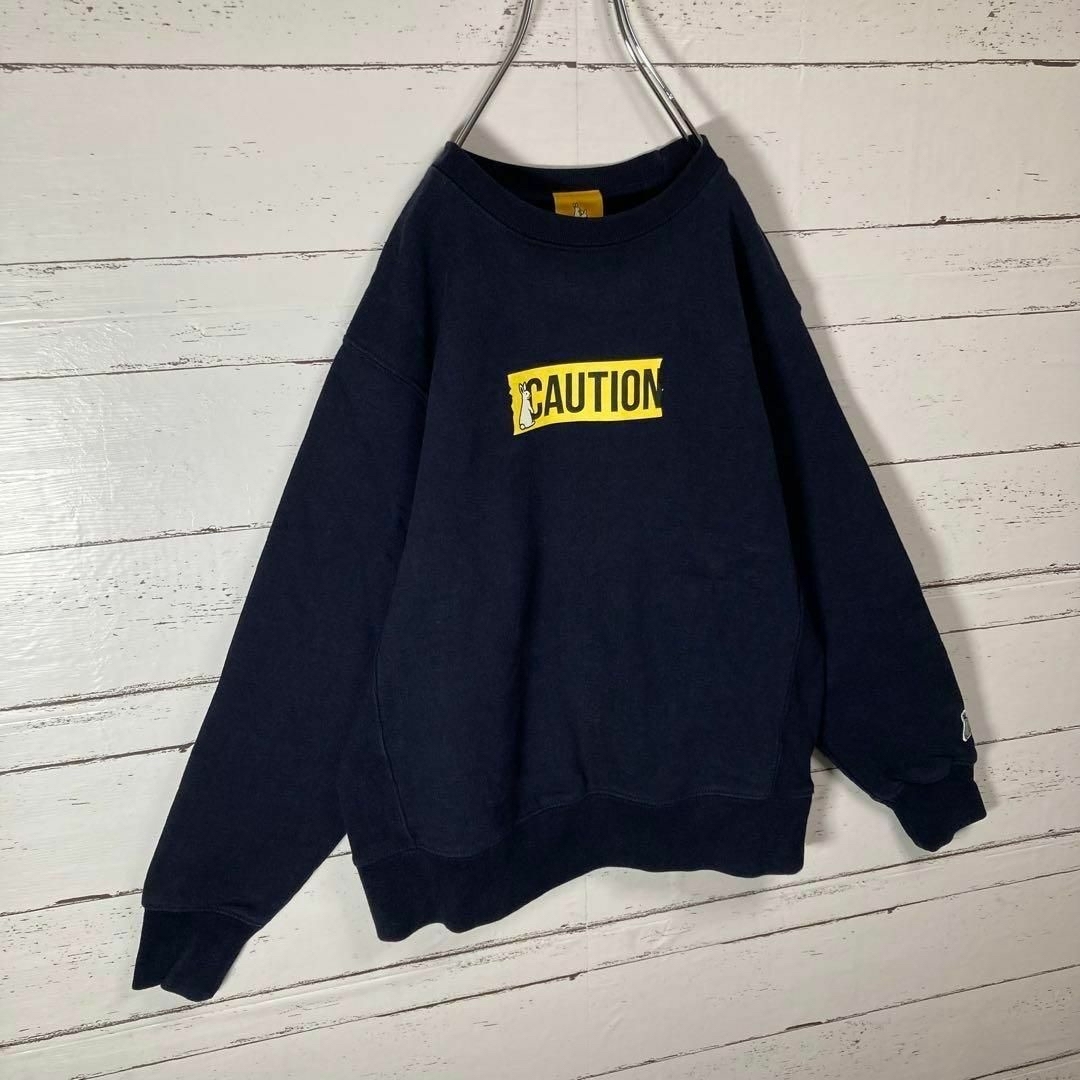 【人気モデル】FR2★センターCAUTIONロゴ入りスウェット ネイビー 即完