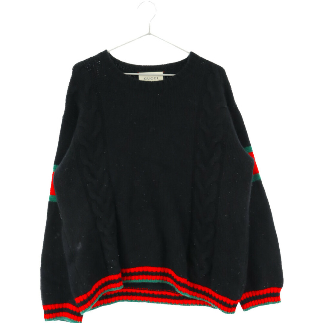 Gucci(グッチ)のGUCCI グッチ 19AW Cable Knit Sweater シェリーライン ケーブルニット セーター 548115 X1561 ブラック メンズのトップス(ニット/セーター)の商品写真