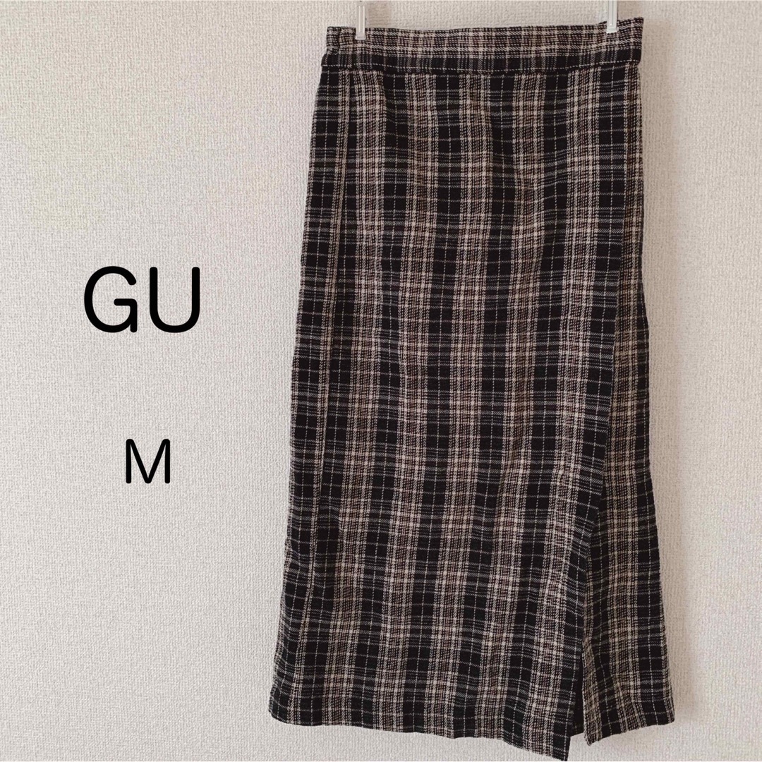 GU(ジーユー)のGU 可愛い チェック柄 ブラウン スカート M レディースのスカート(ロングスカート)の商品写真