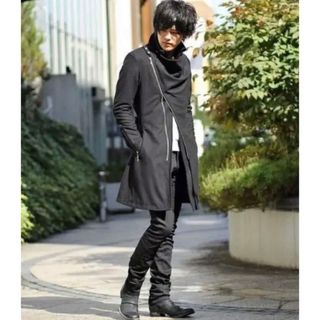 【美品/M】トルネードマート ダブルzip ドレープウールコート ブラック