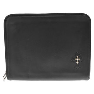 CHROME HEARTS クロムハーツ PROPER CLUTCH CH プロパー CHクロス ラウンドファスナー レザークラッチバッグ ブラック 海外ギャランティコピー付き