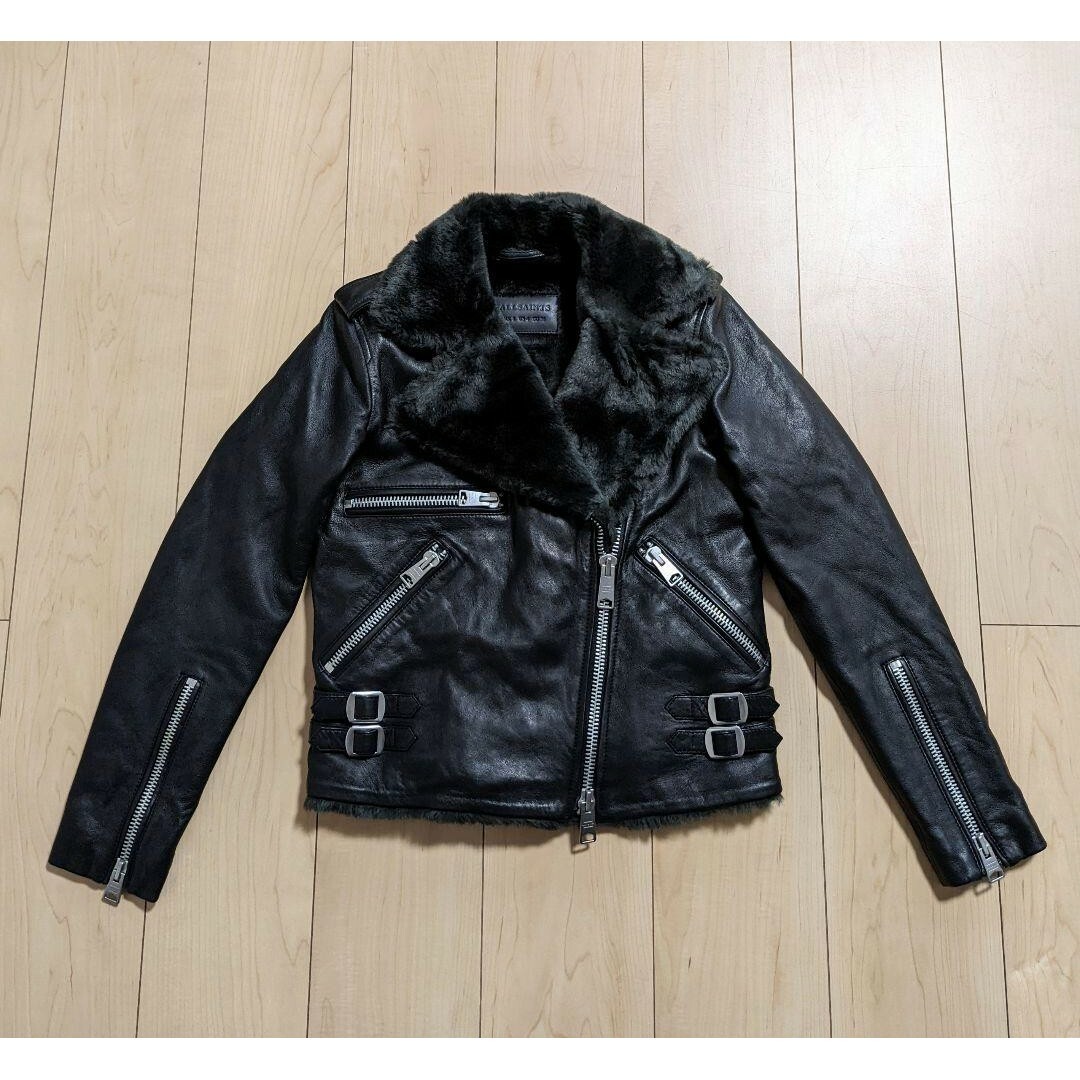 All Saints - UK8 美品 ALLSAINTS ファーライダースジャケット