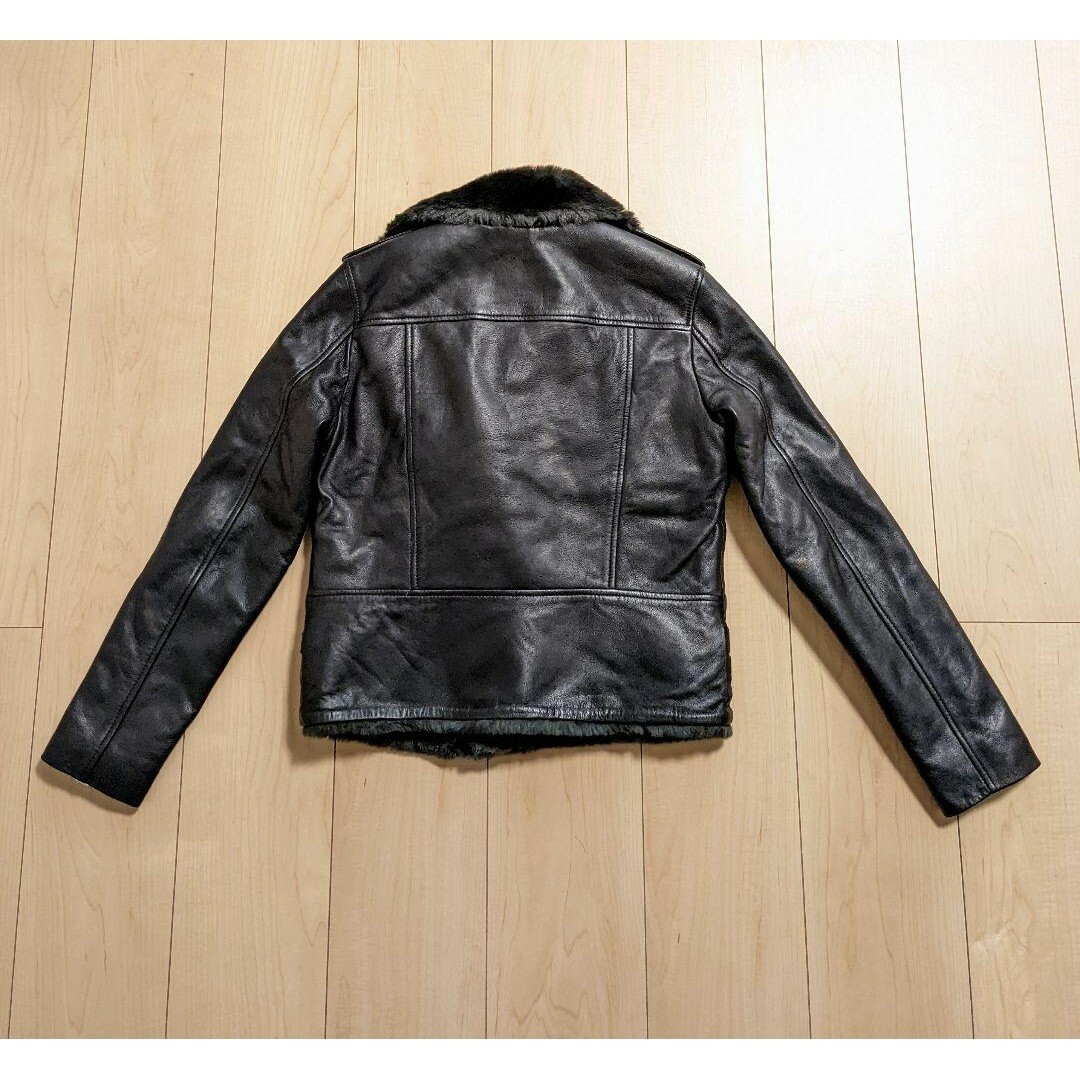 UK8 美品 ALLSAINTS ファーライダースジャケット ブラック