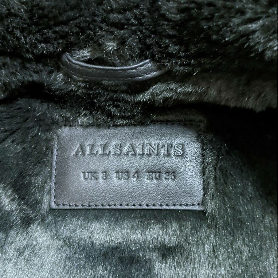 UK8 美品 ALLSAINTS ファーライダースジャケット ブラック