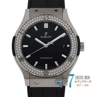 ウブロ(HUBLOT)の【117695】HUBLOT ウブロ  511.NX.1171.LR.1104 クラシックフュージョン　チタニウム ダイヤモンド ブラックダイヤル TI/ラバー/レザー（クロコ） 自動巻き ギャランティーカード 純正ボックス 腕時計 時計 WATCH メンズ 男性 男 紳士【中古】(腕時計(アナログ))