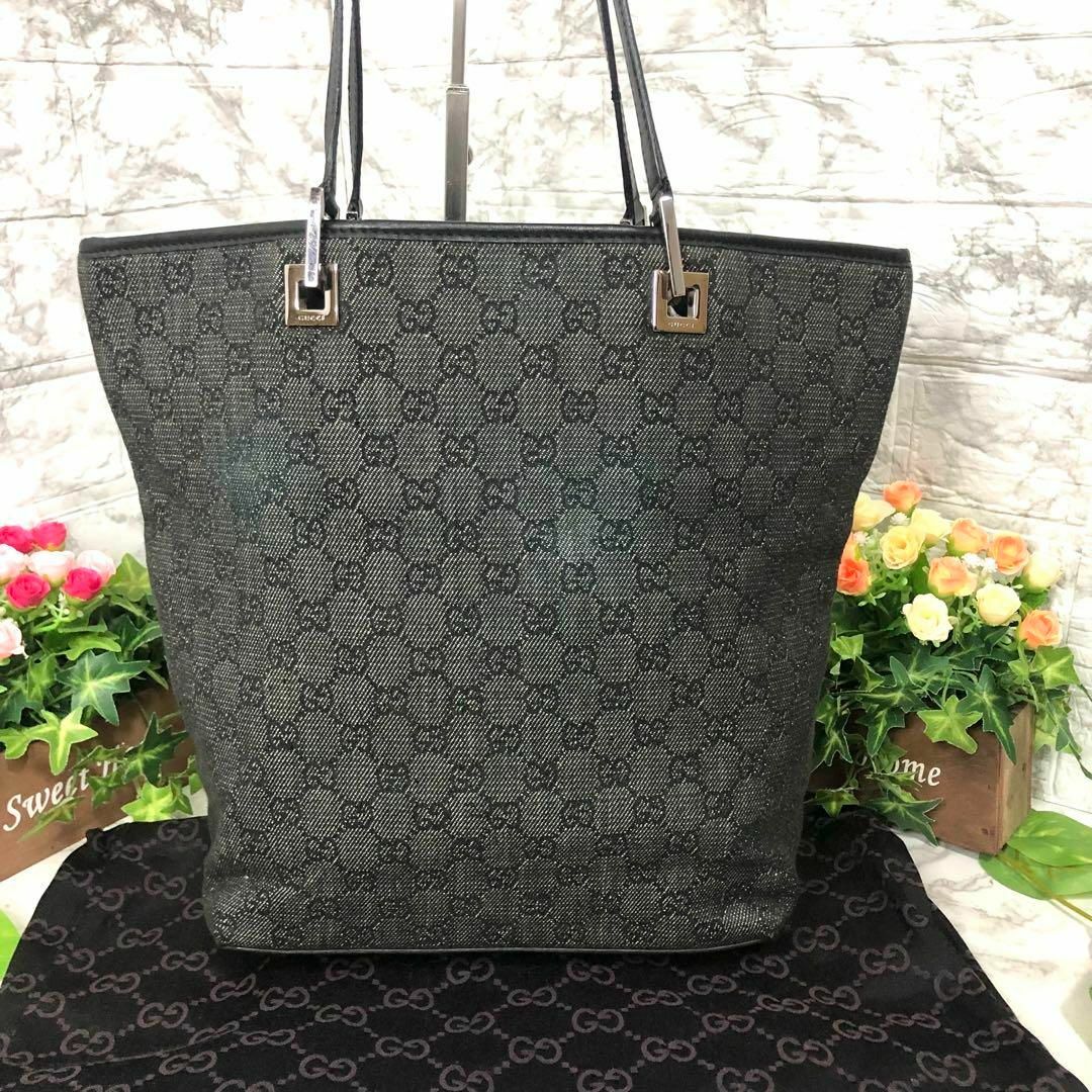 良品✨グッチ GGキャンバス×レザー トートバッグ 肩掛け ユニセックス 黒系