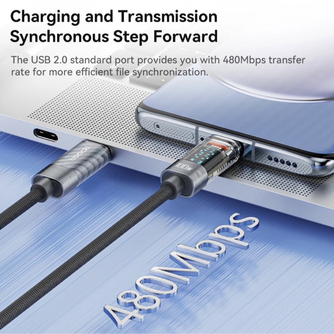 Toocki 100 ワット透明 USB C タイプ C PD 高速充電 スマホ/家電/カメラのPC/タブレット(PC周辺機器)の商品写真